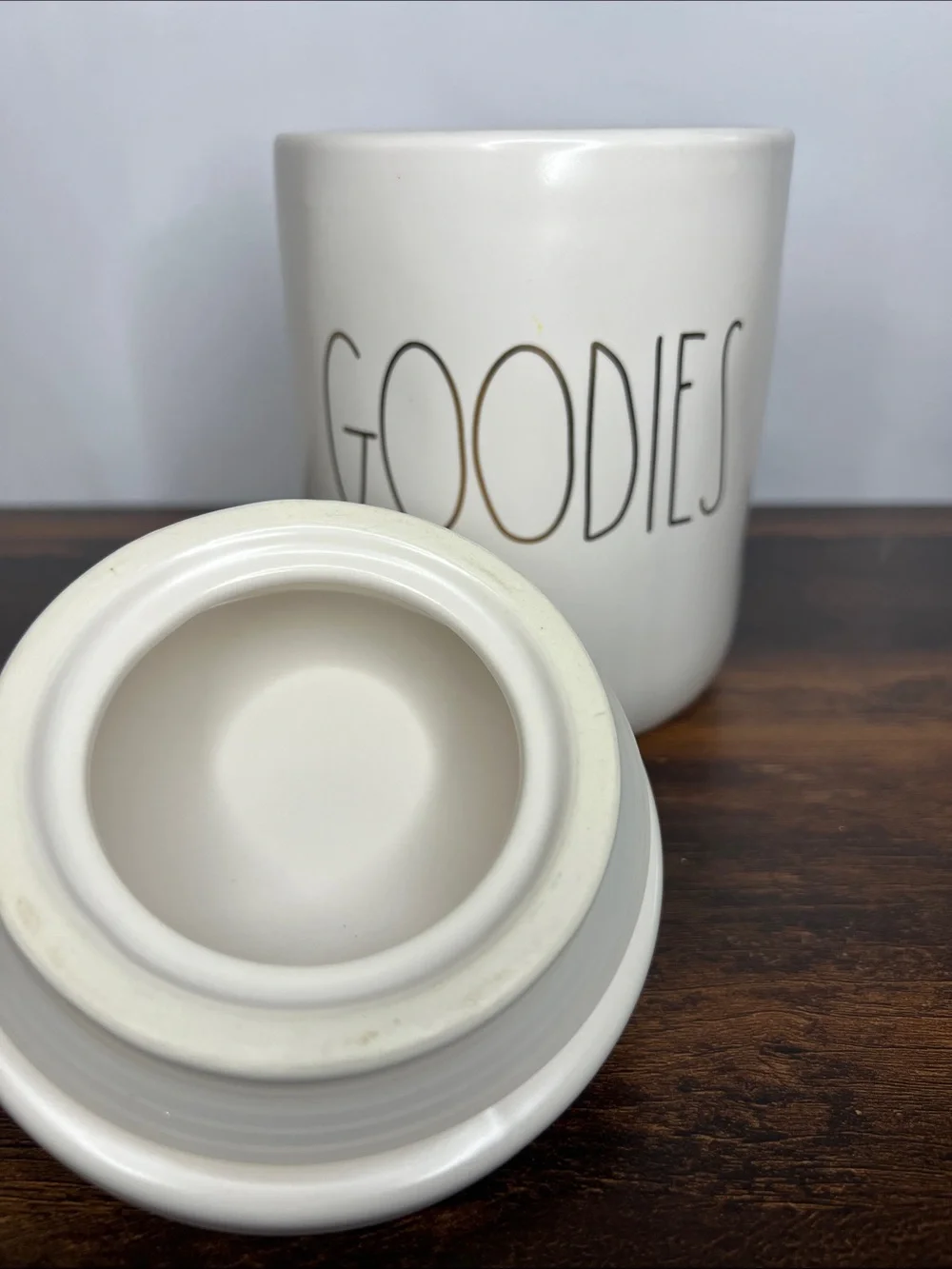 Rae Dunn White Ceramic 'GOODIES' Canister with Lid